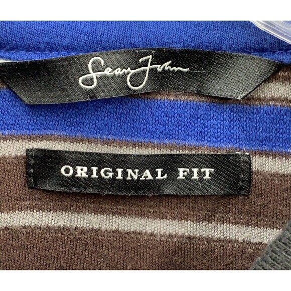 Sean John Polo Shirt 1/4 Button Men's Size XXL Blue Gray Original Fit  Striped - Picture 3 of 14